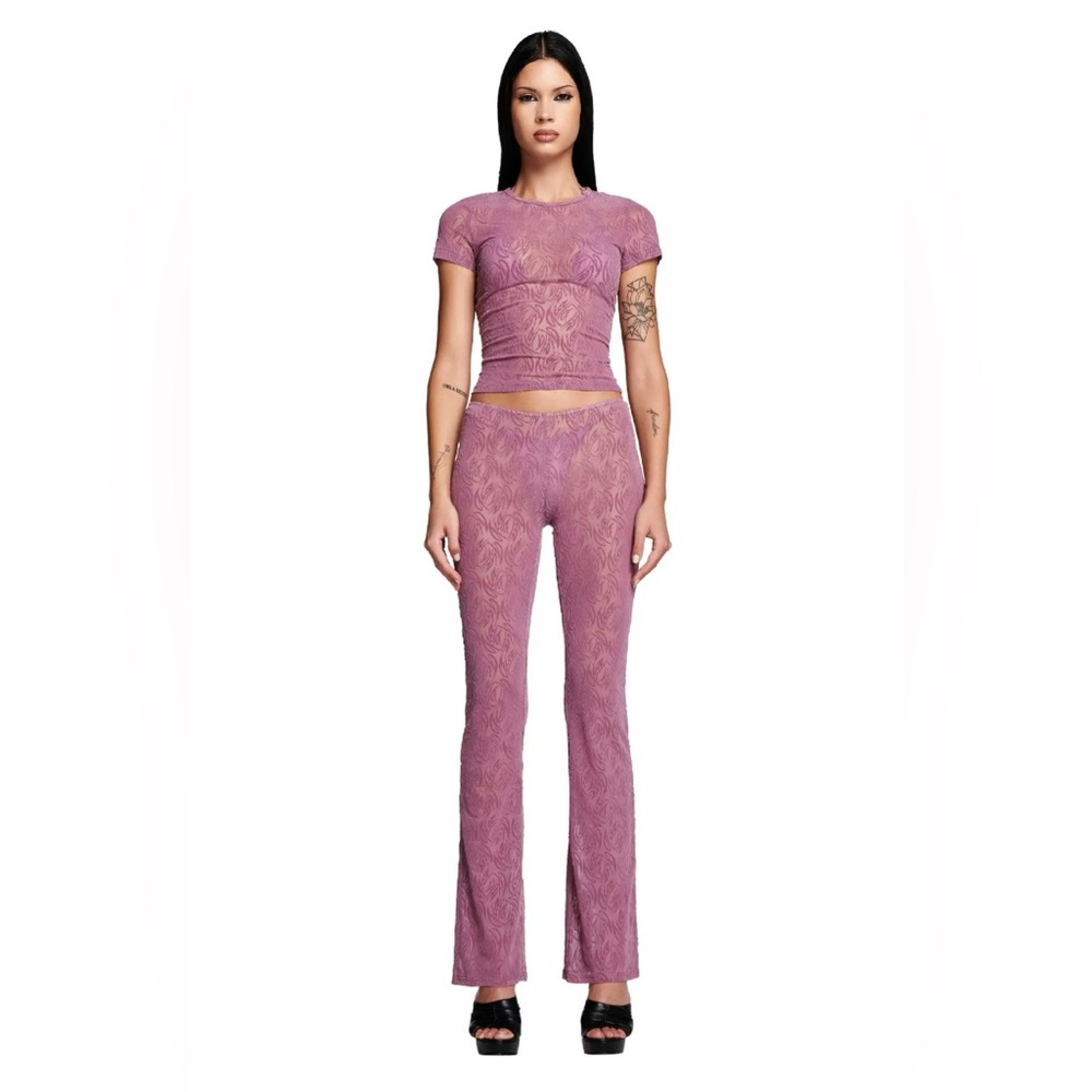 NWT I.AM.GIA Laurella Top + Pant in Pink Monogram Burnout size S